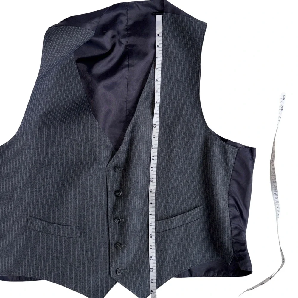 Unbranded Pinstripe Suit Vest Mens Formal Waistcoat Excellent Grey 2XL 50 Chest
